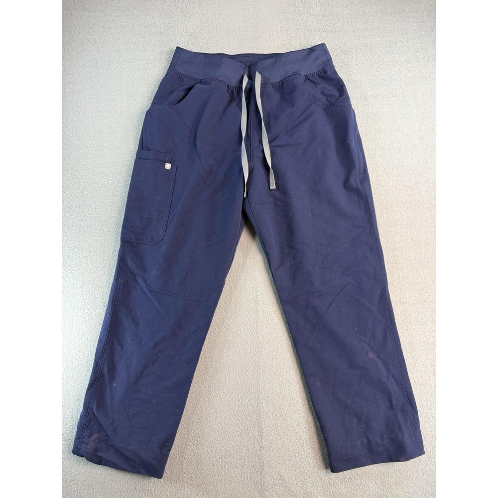 FIGS Technical Scrub Pants Womens L Blue Cargo Drawstring HW Kade W22